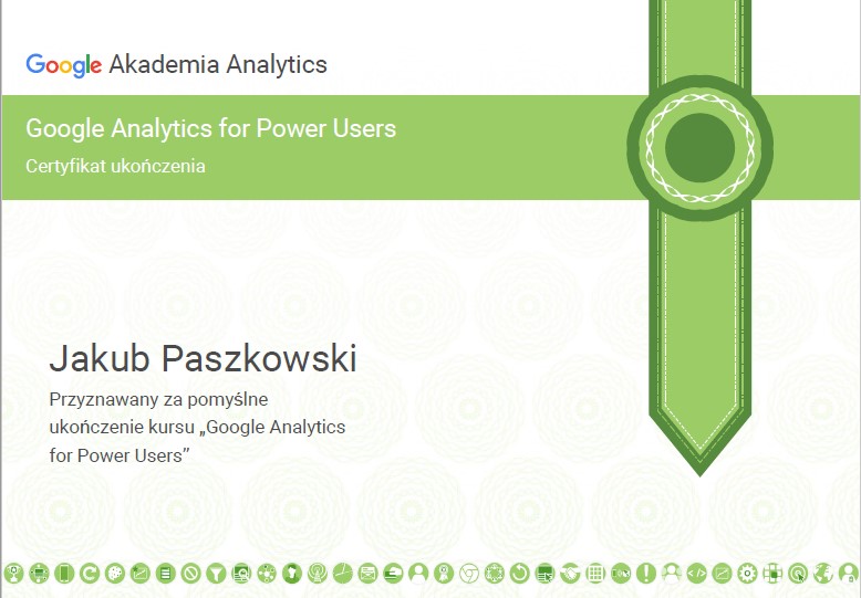 Certyfikat Google Analytics Power Users - jakubpaszkowski.pl