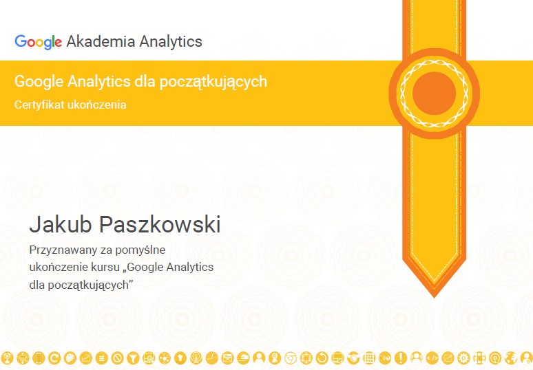 Certyfikat Google Analytics dla początkujących - jakubpaszkowski.pl